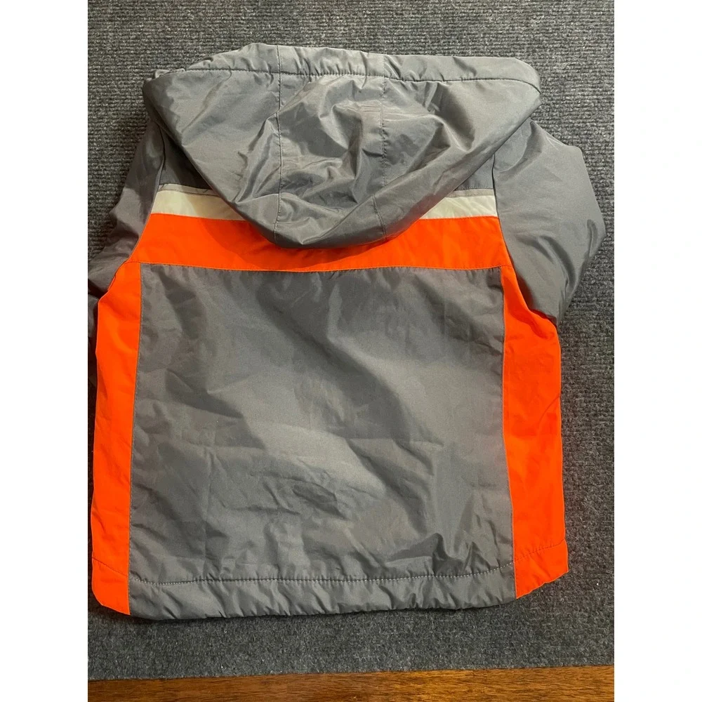 London Fog Boys Grey Orange Colorblock Fleece Lined Hooded Jacket 3T